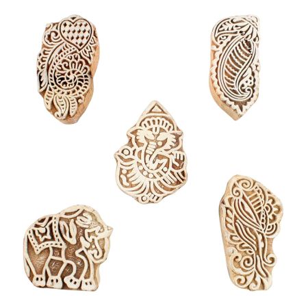 Set of 5 Piece New Mix Wooden Printing Blocks